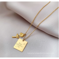 Shangjie OEM kalung Valentine's Day Necklace Fashion 18K Gold Plated Jewelry for Women Rose&Square Letter Pendant Necklace